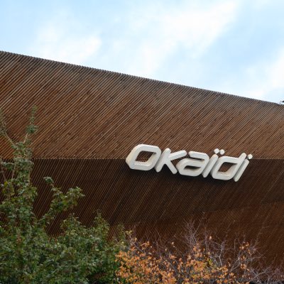 À Osny, ce centre commercial multi-enseignes est un centre de shopping, restauration et de loisirs. Parties vitrées, bardage en bois et en acier sont les éléments qui composent son habillage, montrant l'univers du possible, nottament avec le bardage en bois aux formes irrégulières.